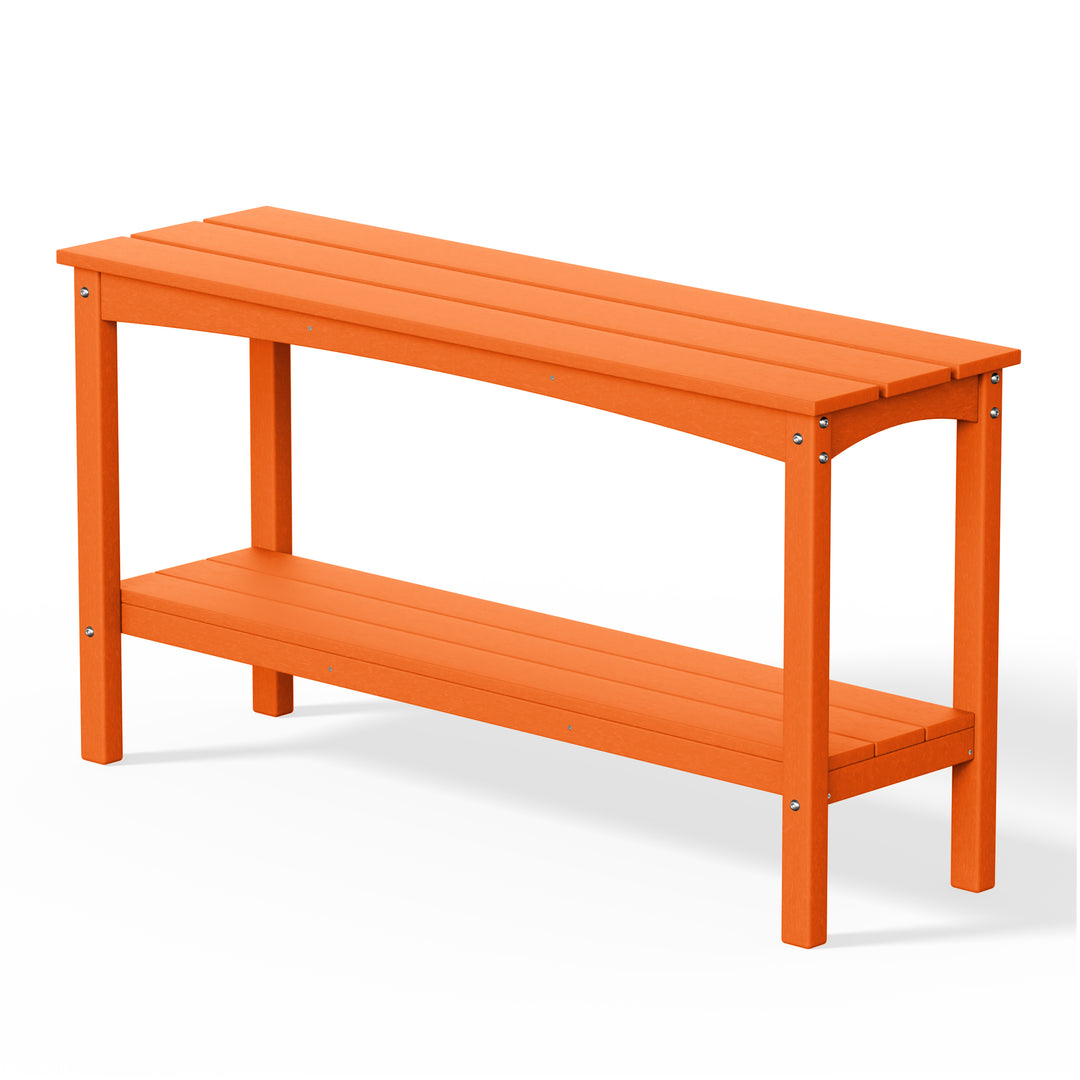 Malibu 55" Outdoor Patio HDPE Adirondack 2-Tier Shelf Console Table