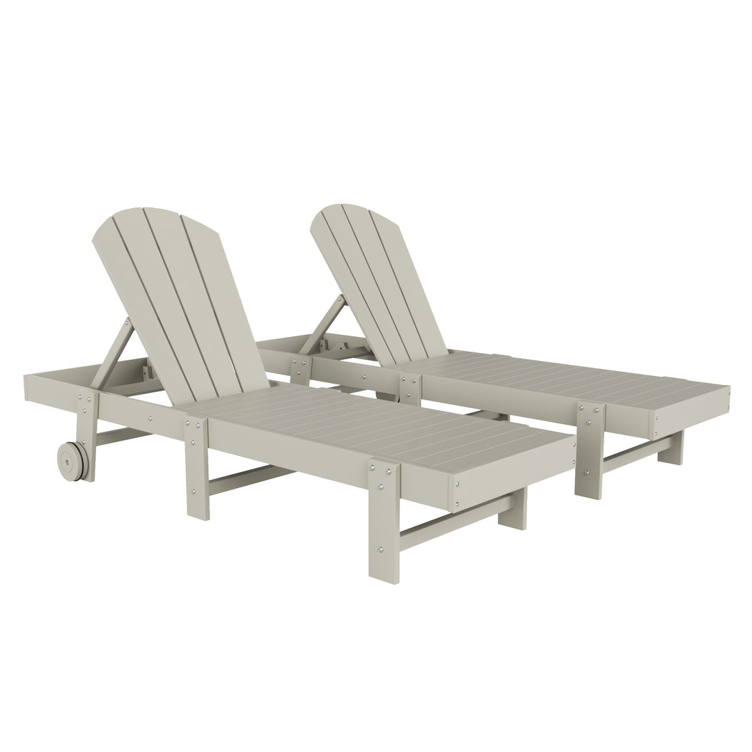 Malibu Adirondack Poly Reclining Chaise Lounge With Wheels (Set of 2)