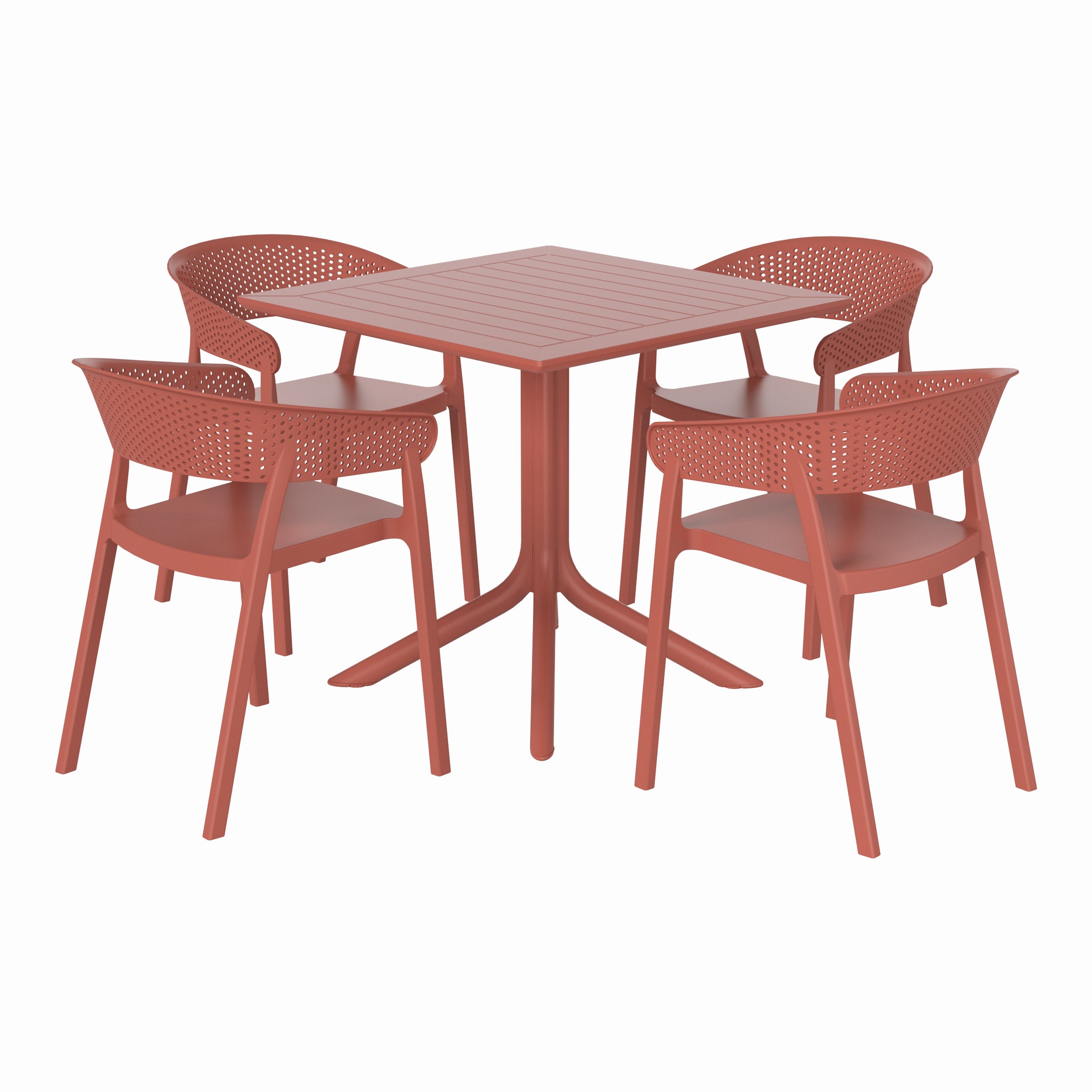 Playa 5-Piece Outdoor Resin Square Patio Dining Table Set with Stackable Patio Dining Chairs