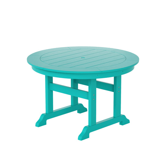 Malibu 5-Piece HDPE Round Patio Dining Table Set with Foldable Chairs
