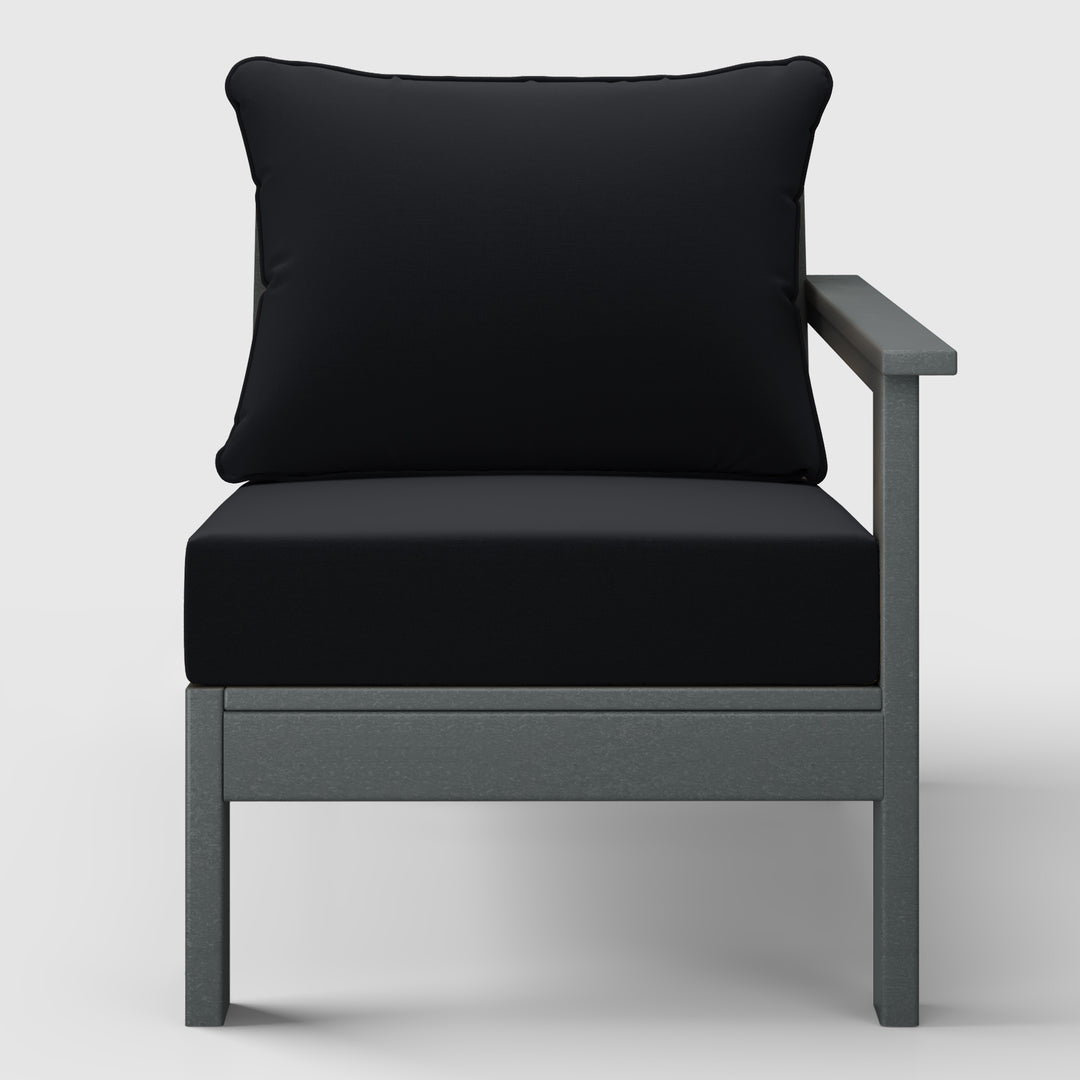 Avalon Outdoor Patio HDPE Right Arm Sectional Corner Club Chair with Patio Cushions