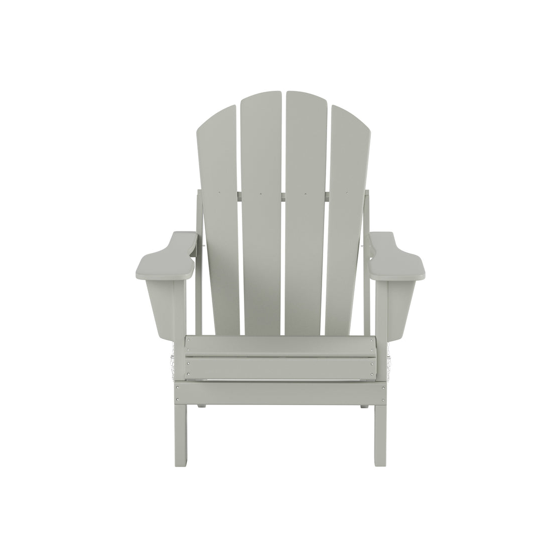 Malibu Modern Folding Poly Adirondack Chair With Square Fire Pit Table Set