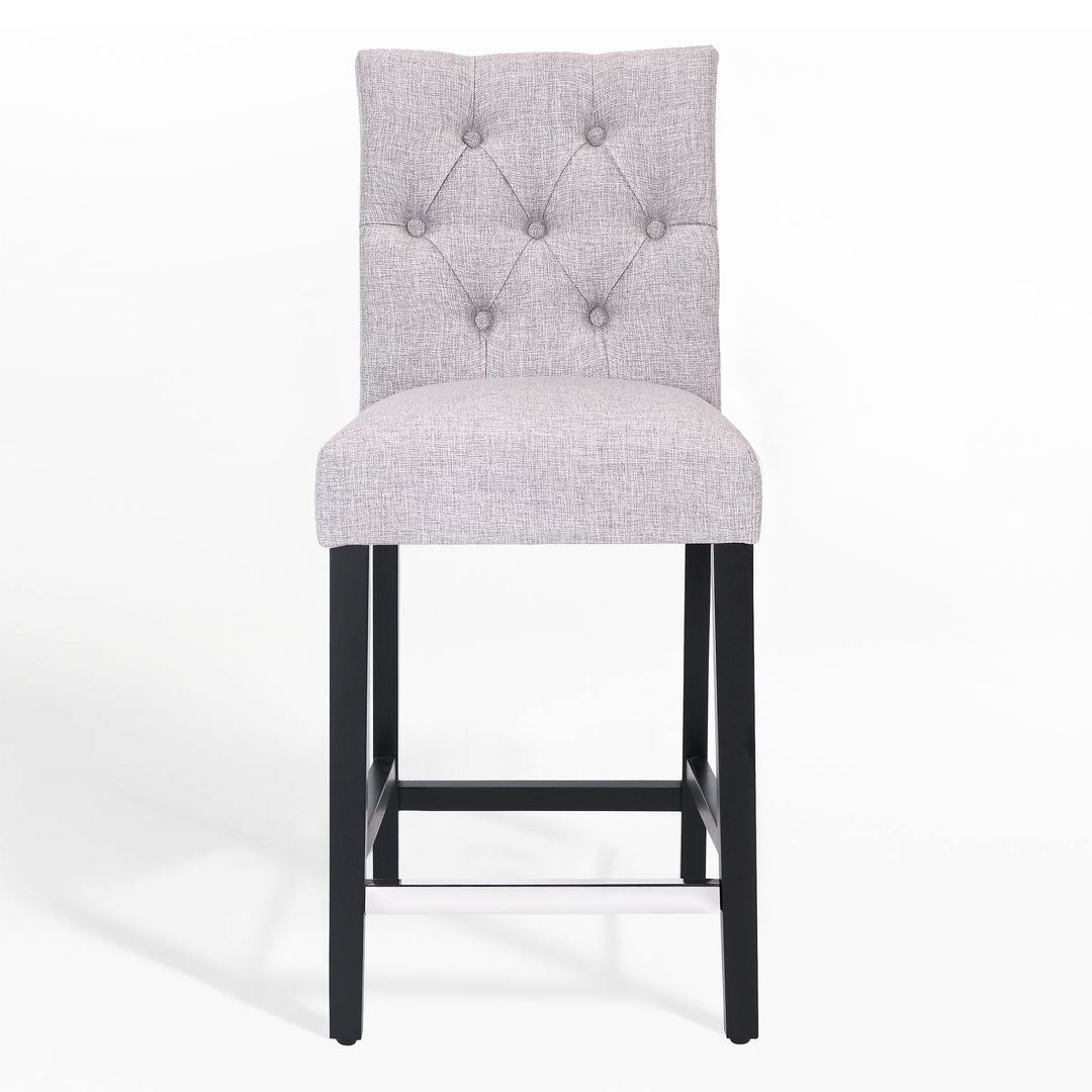 Hayes 24" Linen Fabric Tufted Counter Stool,Black