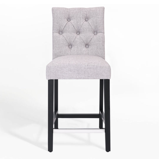 Hayes 24" Linen Fabric Tufted Counter Stool,Black