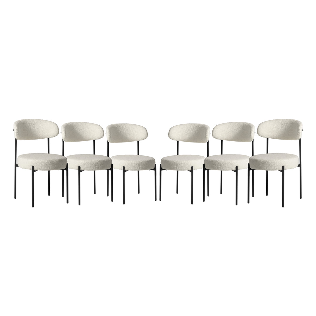 Alexandria Mid-Century Modern Upholstered Sherpa Round Dining Chairs (Set of 6)