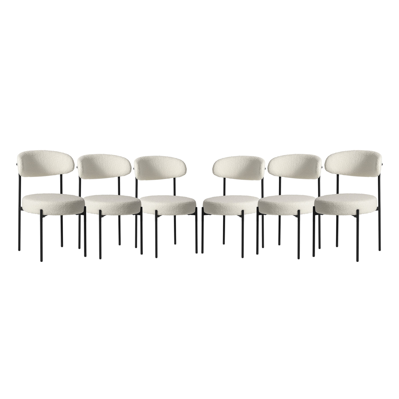 Alexandria Mid-Century Modern Upholstered Sherpa Round Dining Chairs (Set of 6)