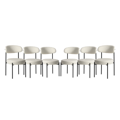 Alexandria Mid-Century Modern Upholstered Sherpa Round Dining Chairs (Set of 6)