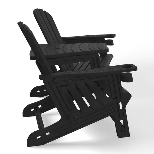 Azura Outdoor HDPE Adirondack Chairs With Connecting Table Tray (Set of 2)