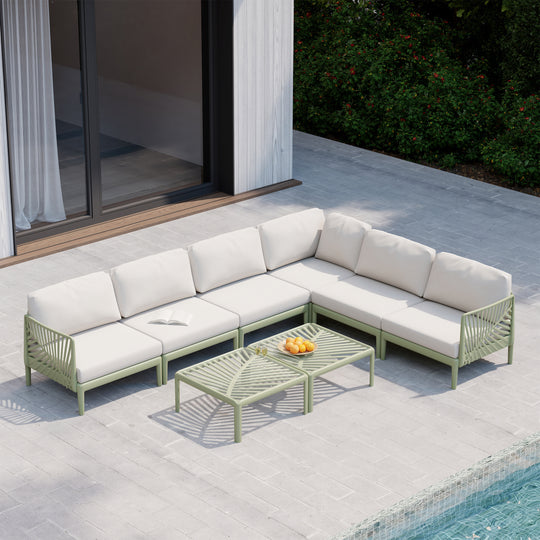 Playa Modern 6-Piece Polypropylene Resin Modular L Shaped Corner Patio Furniture Sectional