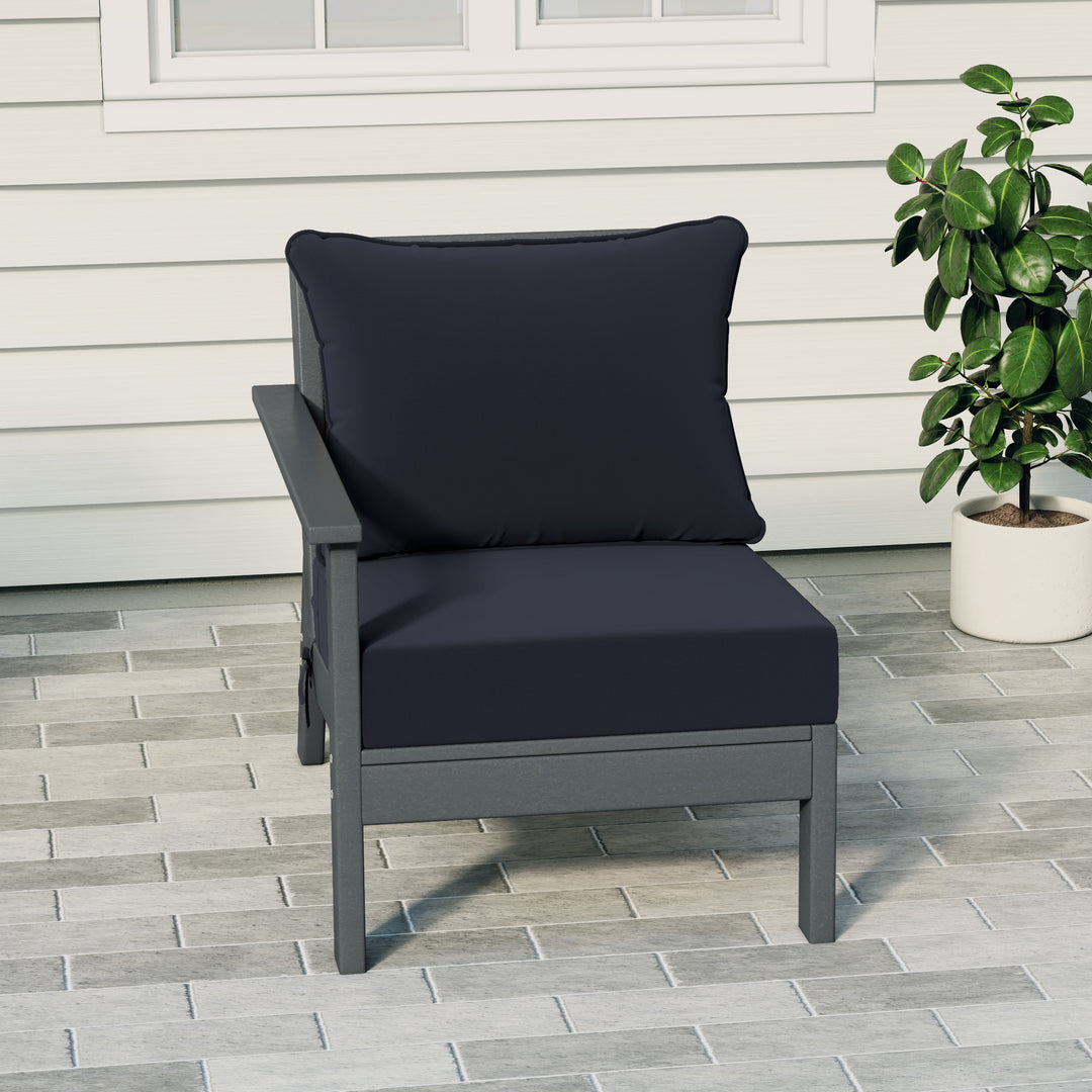 Avalon Outdoor Patio HDPE Left Arm Sectional Corner Club Chair with Patio Cushions