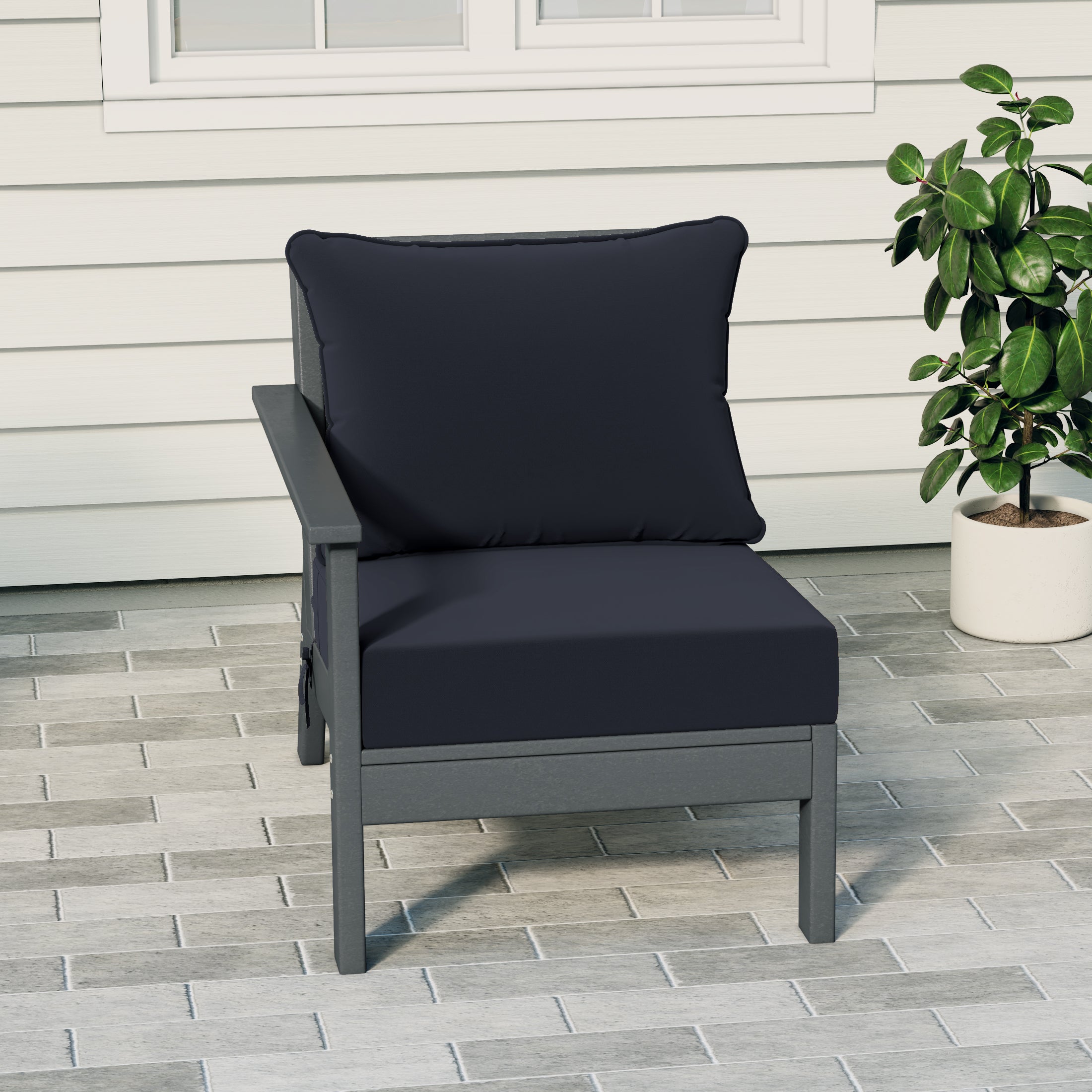 Avalon Outdoor Patio HDPE Left Arm Sectional Corner Club Chair with Patio Cushions