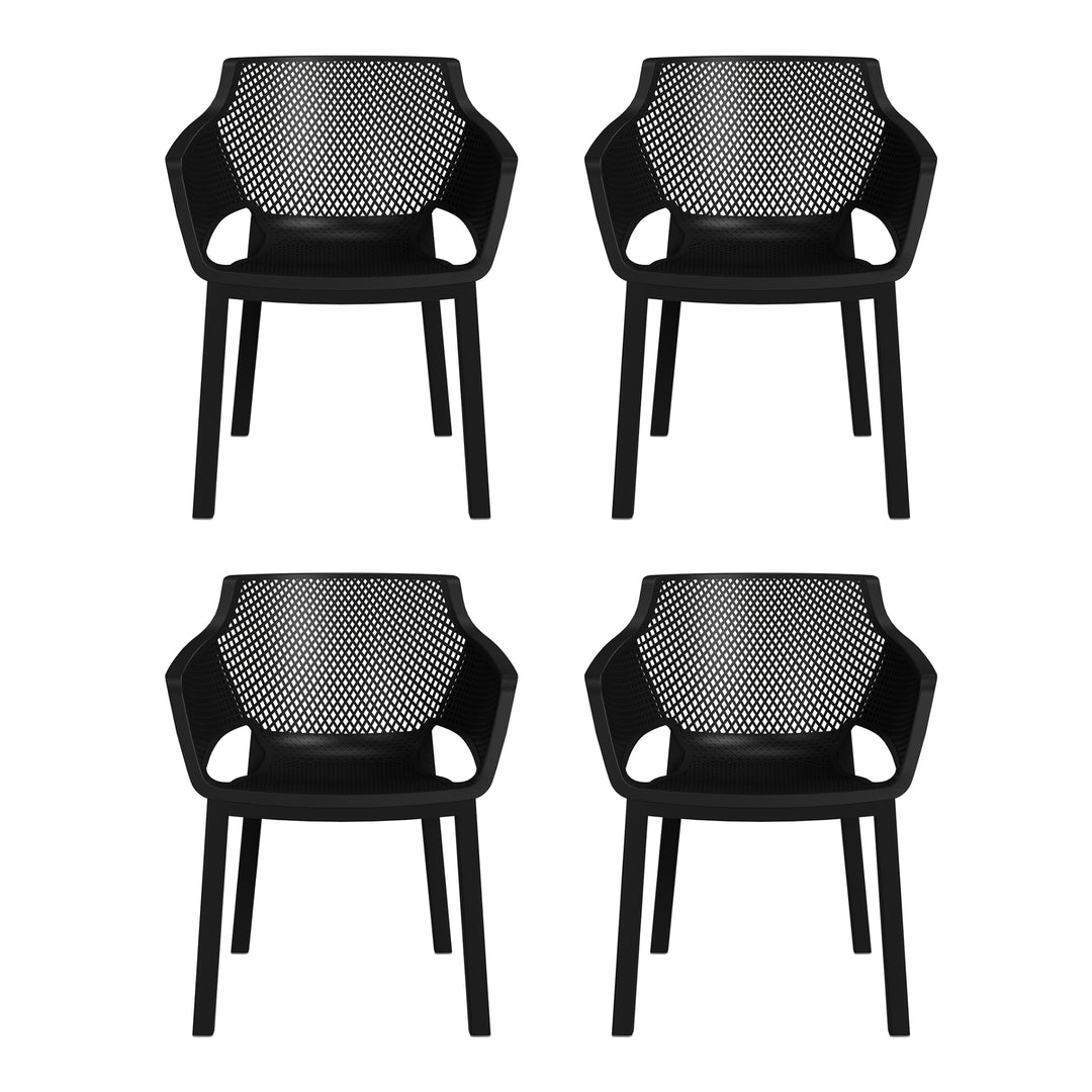 Playa Outdoor Modern Stackable Plastic Resin Patio Dining Armchair (Set of 4)