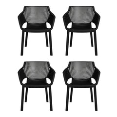 Playa Outdoor Modern Stackable Plastic Resin Patio Dining Armchair (Set of 4)