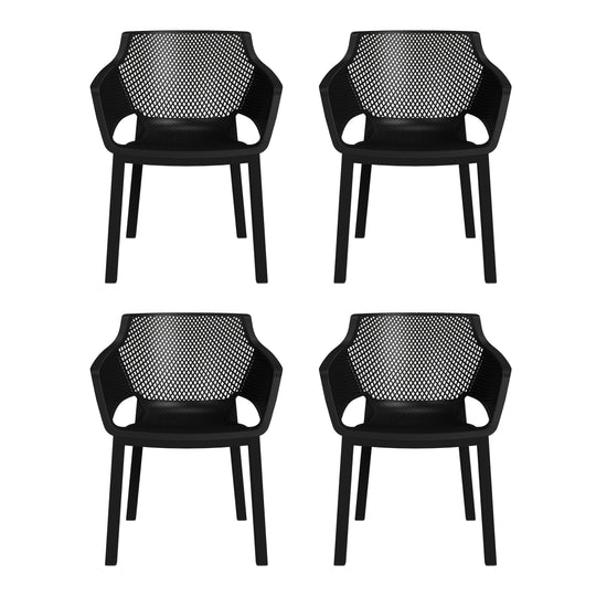 Playa Outdoor Modern Stackable Plastic Resin Patio Dining Armchair (Set of 4)