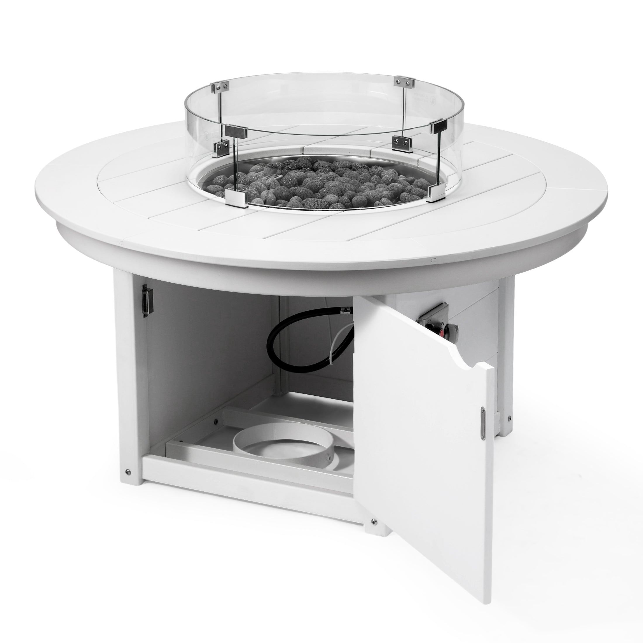 Helios 47" Modern Outdoor 55,000 BTU Patio Propane Round Fire Pit Table
