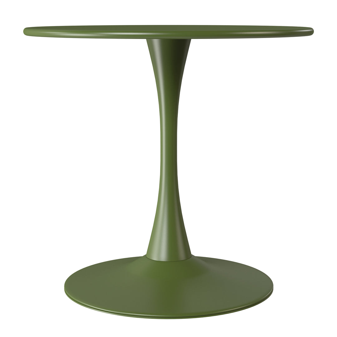 Playa 5-Piece Outdoor Indoor Round Metal Dining Table Set And Stackable Resin Patio Dining Side Chairs