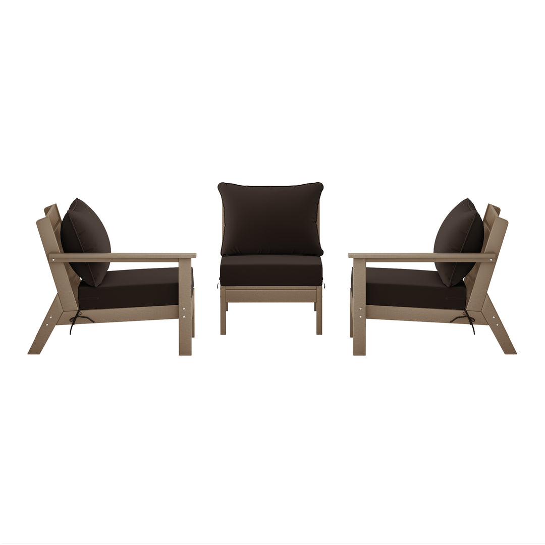 Avalon Outdoor Patio HDPE Sectional Sofa with Patio Cushions
