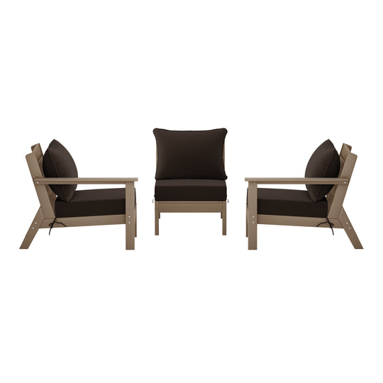 Avalon Outdoor Patio HDPE Sectional Sofa with Patio Cushions
