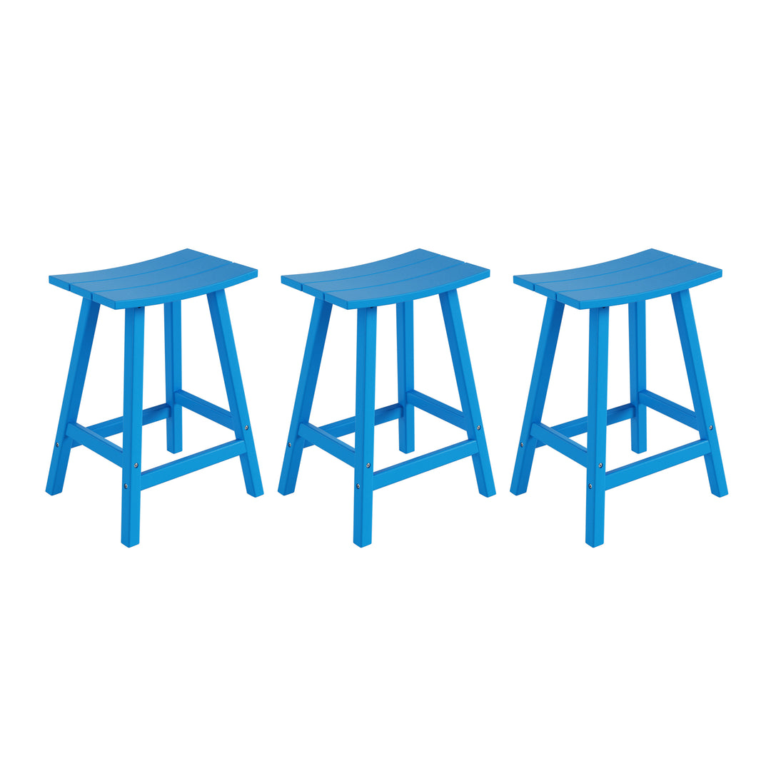 Malibu 24" HDPE Outdoor Patio Counter Height Bar Stools (Set of 3)