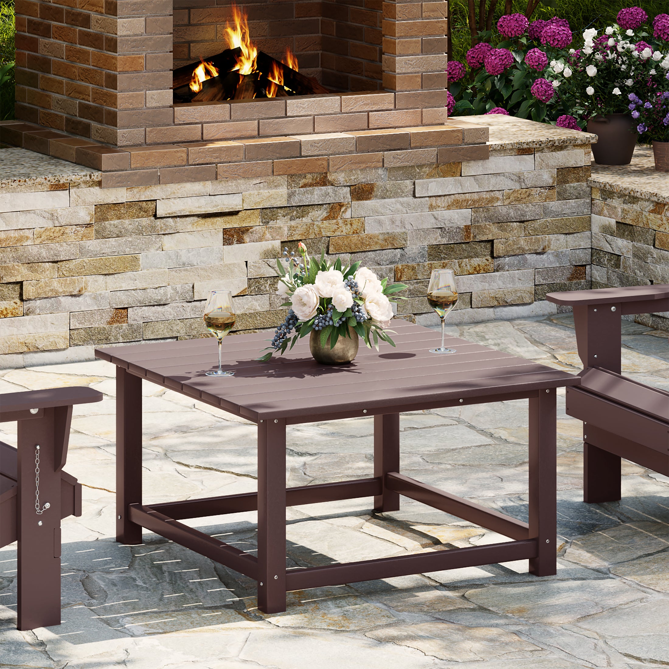 Malibu Low Outdoor HDPE Square Patio Coffee Table