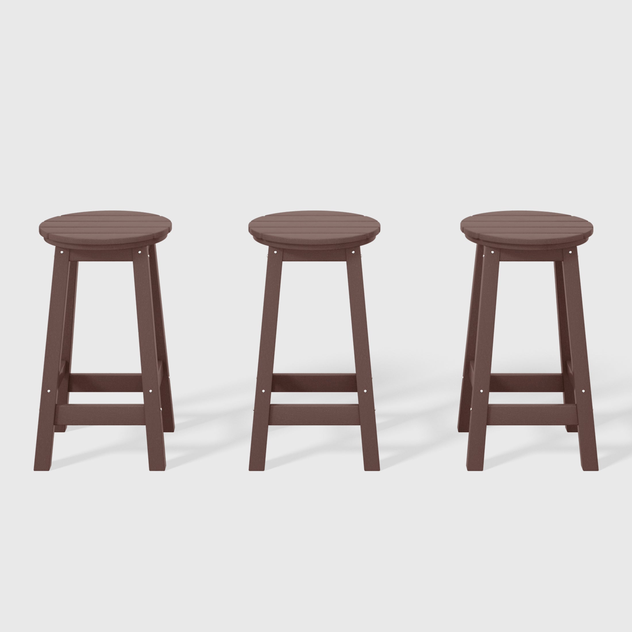 Malibu 24" HDPE Outdoor Patio Round Counter Height Bar Stool Set of 3