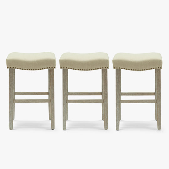 Lenox 29" Upholstered Saddle Seat Antique Gray Counter Stool (Set of 3)