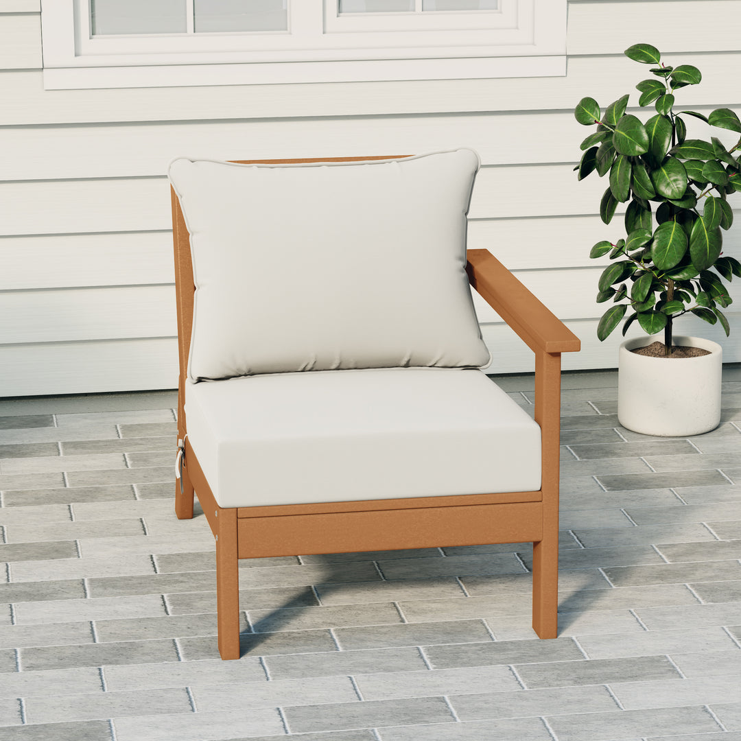 Avalon Outdoor Patio HDPE Right Arm Sectional Corner Club Chair with Patio Cushions