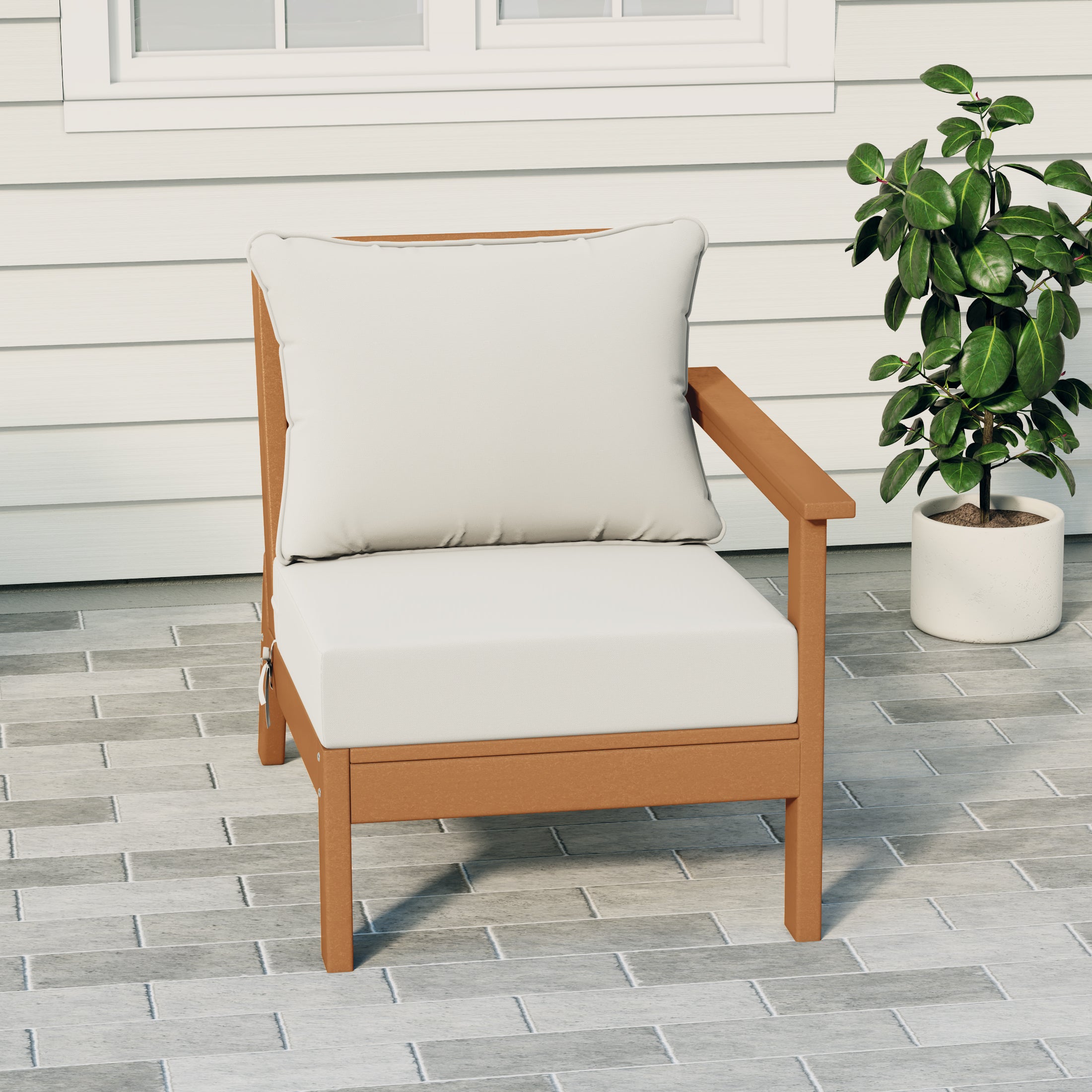 Avalon Outdoor Patio HDPE Right Arm Sectional Corner Club Chair with Patio Cushions