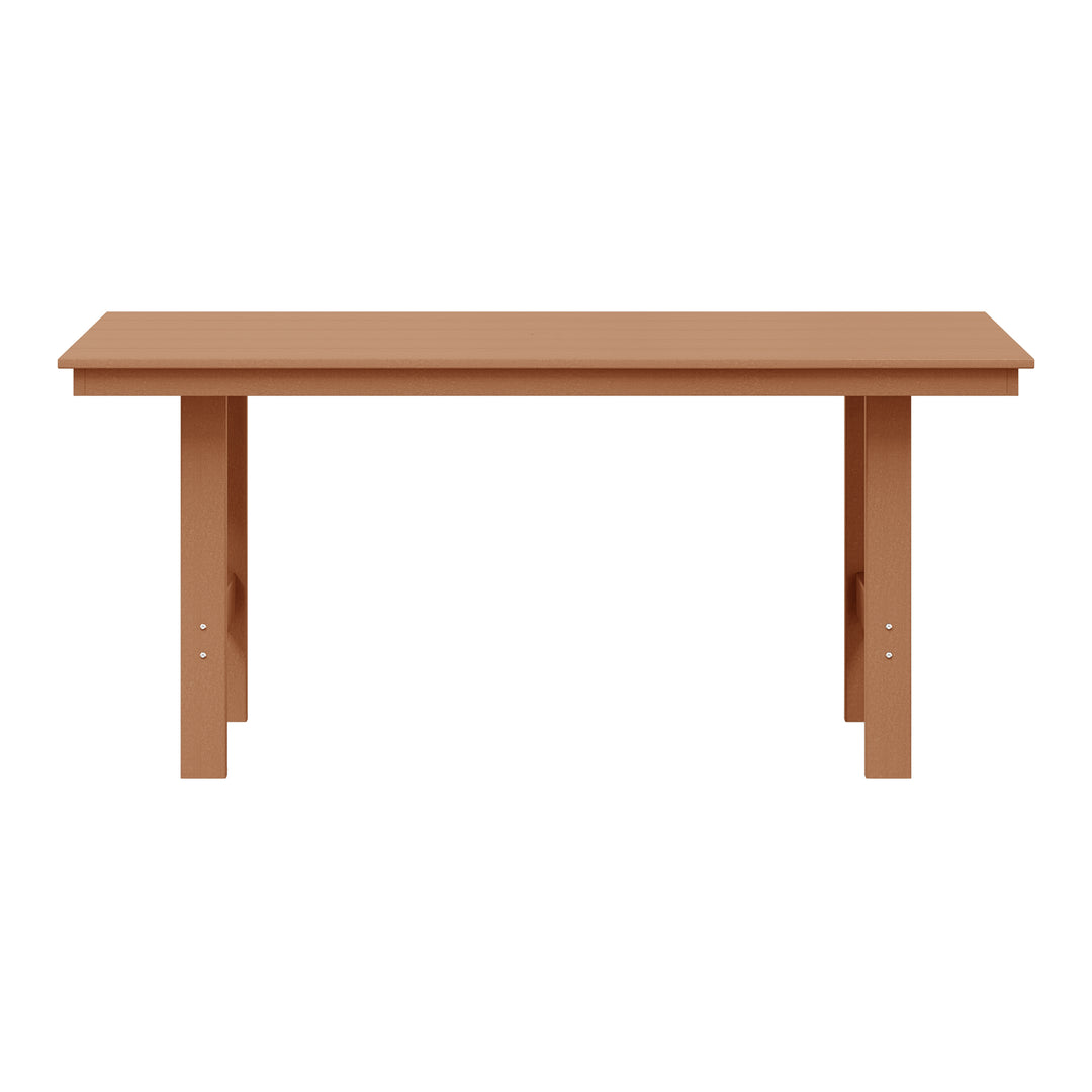 Ashore Outdoor Modern HDPE 66" Wide Rectangle Patio Dining Table for 6