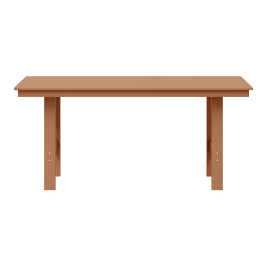 Ashore Outdoor Modern HDPE 66" Wide Rectangle Patio Dining Table for 6