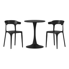 Playa 3-Piece Outdoor Metal Patio Dining Table Set With Stackable Modern Patio Side Chairs