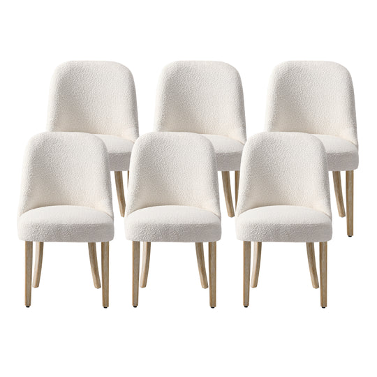 Genevieve Mid-Century Modern Upholstered Boucle Dining Chair (Set of 6)