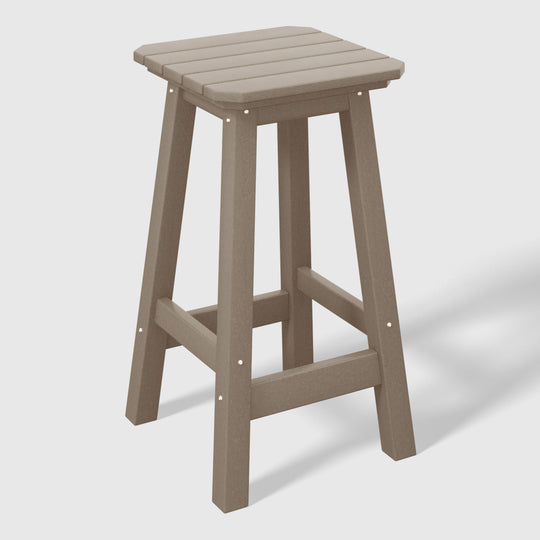 Malibu 24" HDPE Outdoor Patio Counter High Backless Square Bar Stool