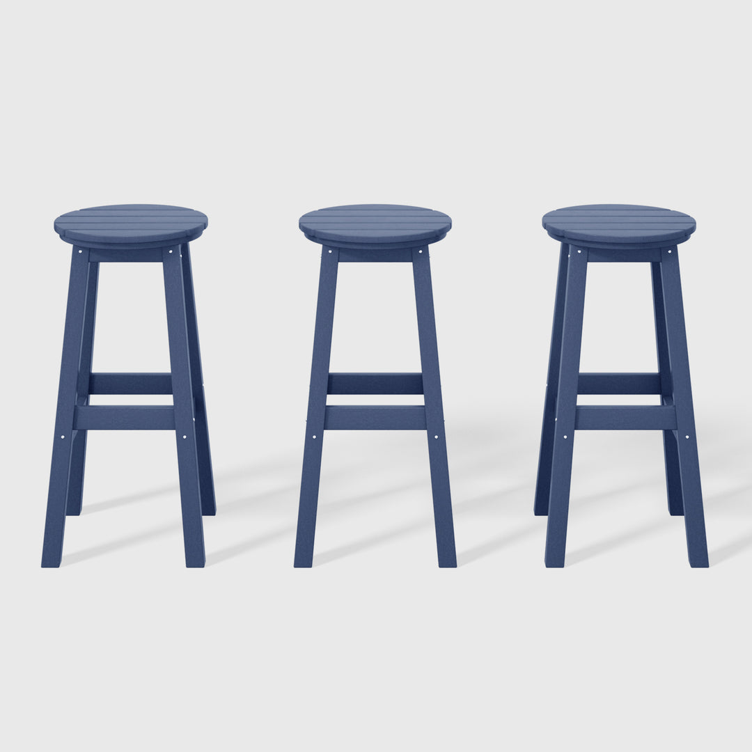 Malibu 29" HDPE Outdoor Patio Round Bar Stool (Set of 3)