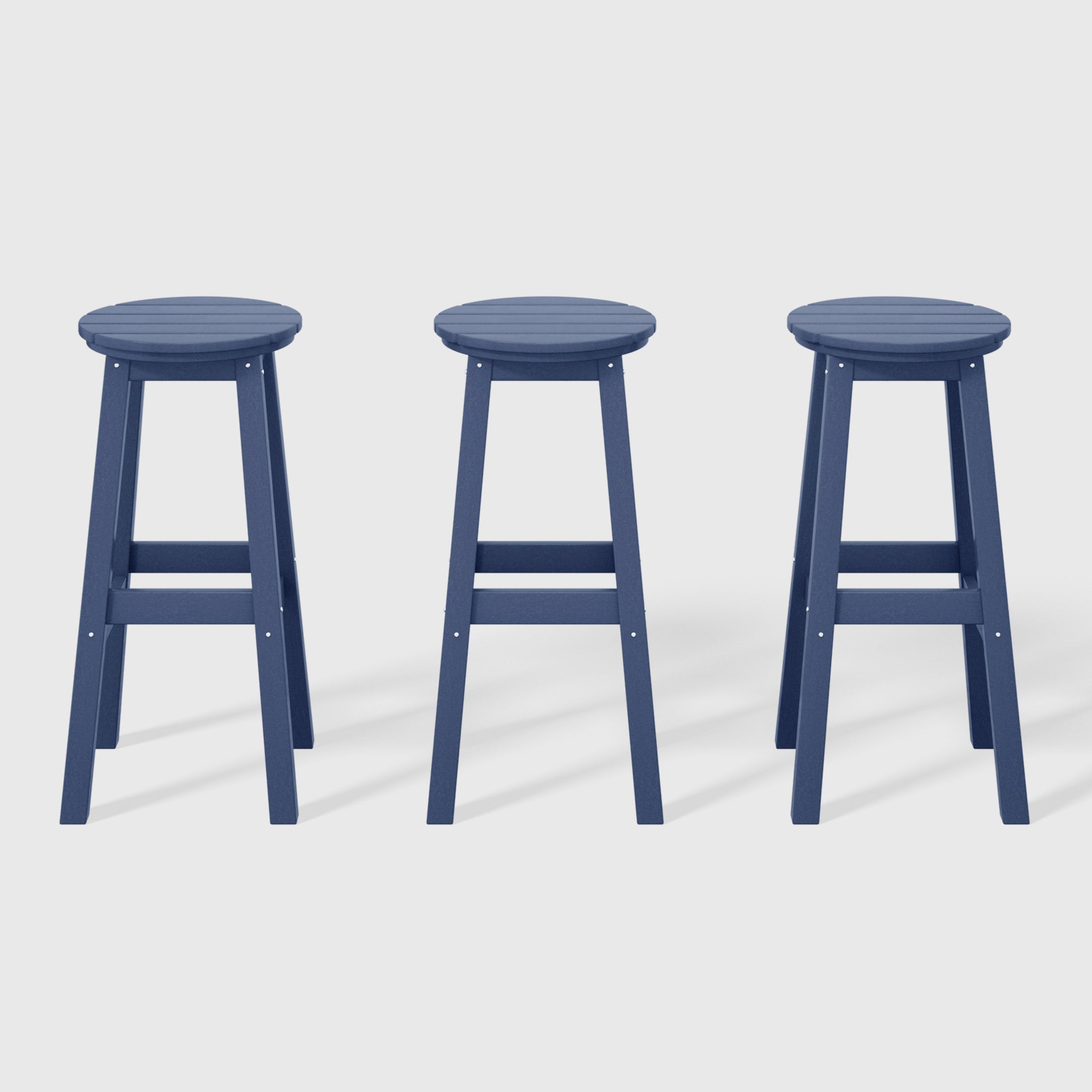 Malibu 29" HDPE Outdoor Patio Round Bar Stool Set of 3