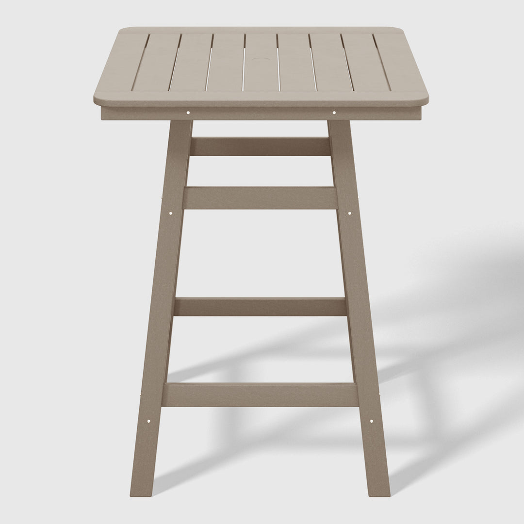 Malibu 30" Square Outdoor Patio Counter High Bistro Bar Table With Umbrella Hole