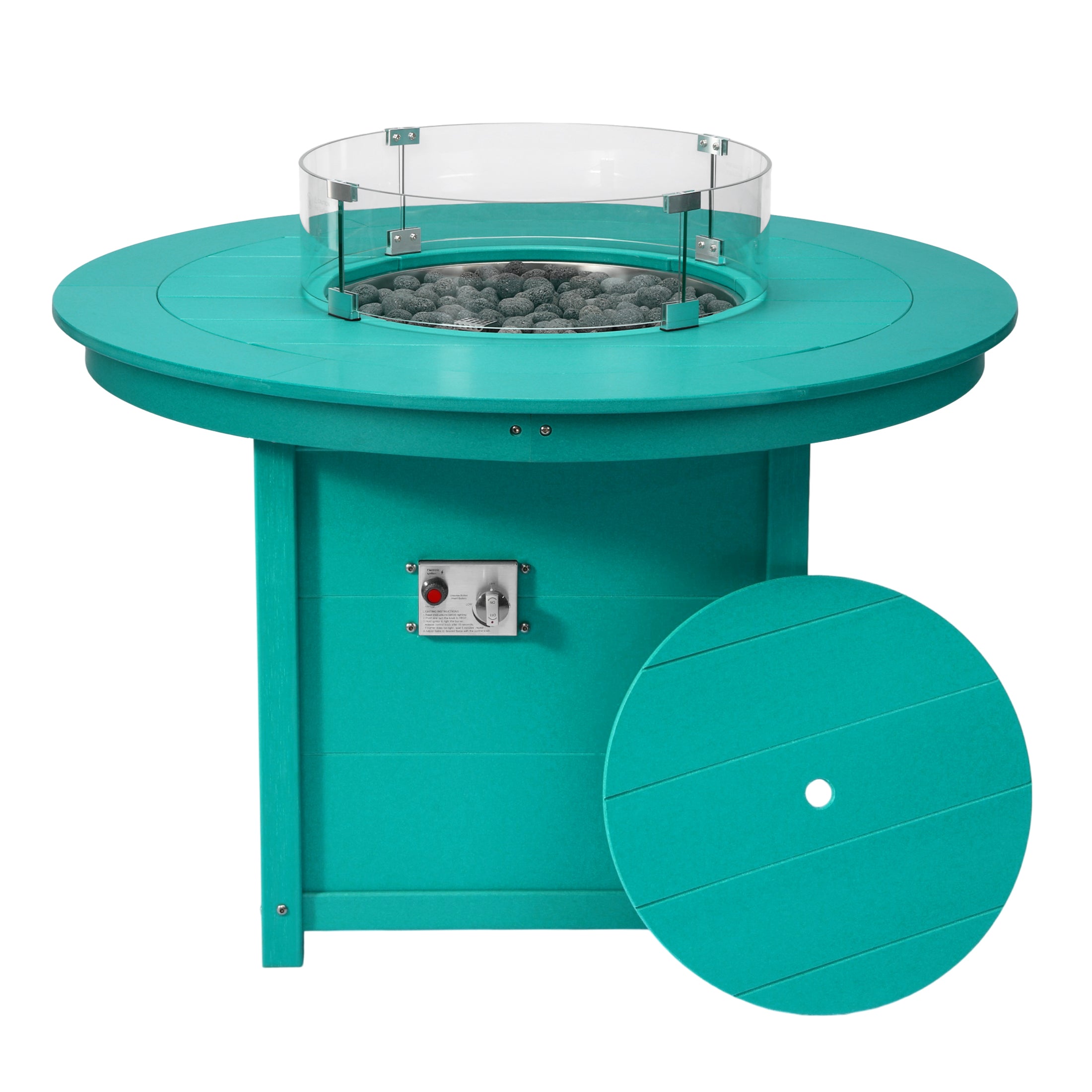 Helios 47" Modern Outdoor Patio Propane Gas Round Fire Pit Table