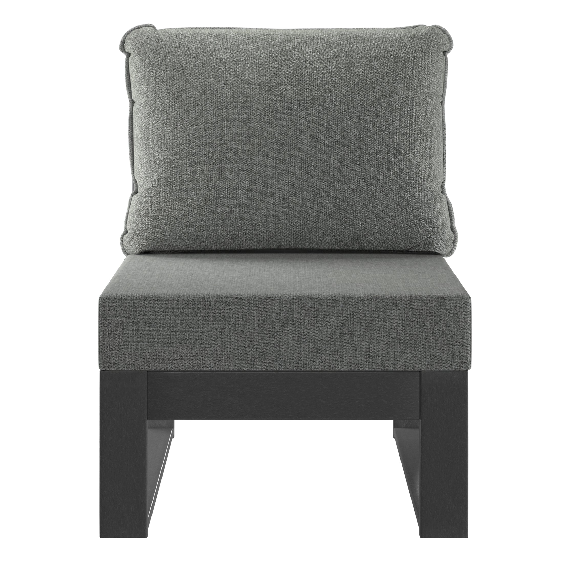 Montara Outdoor HDPE Sectional Armless Chair with Water-Proof Patio Cushions