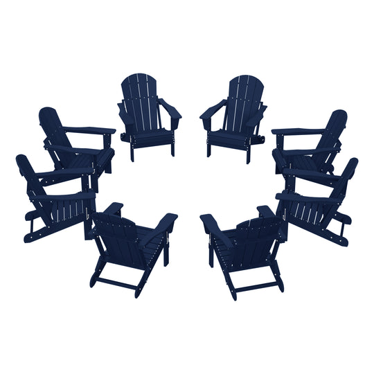 Malibu Outdoor Folding Poly Adirondack Chair (Set of 8)