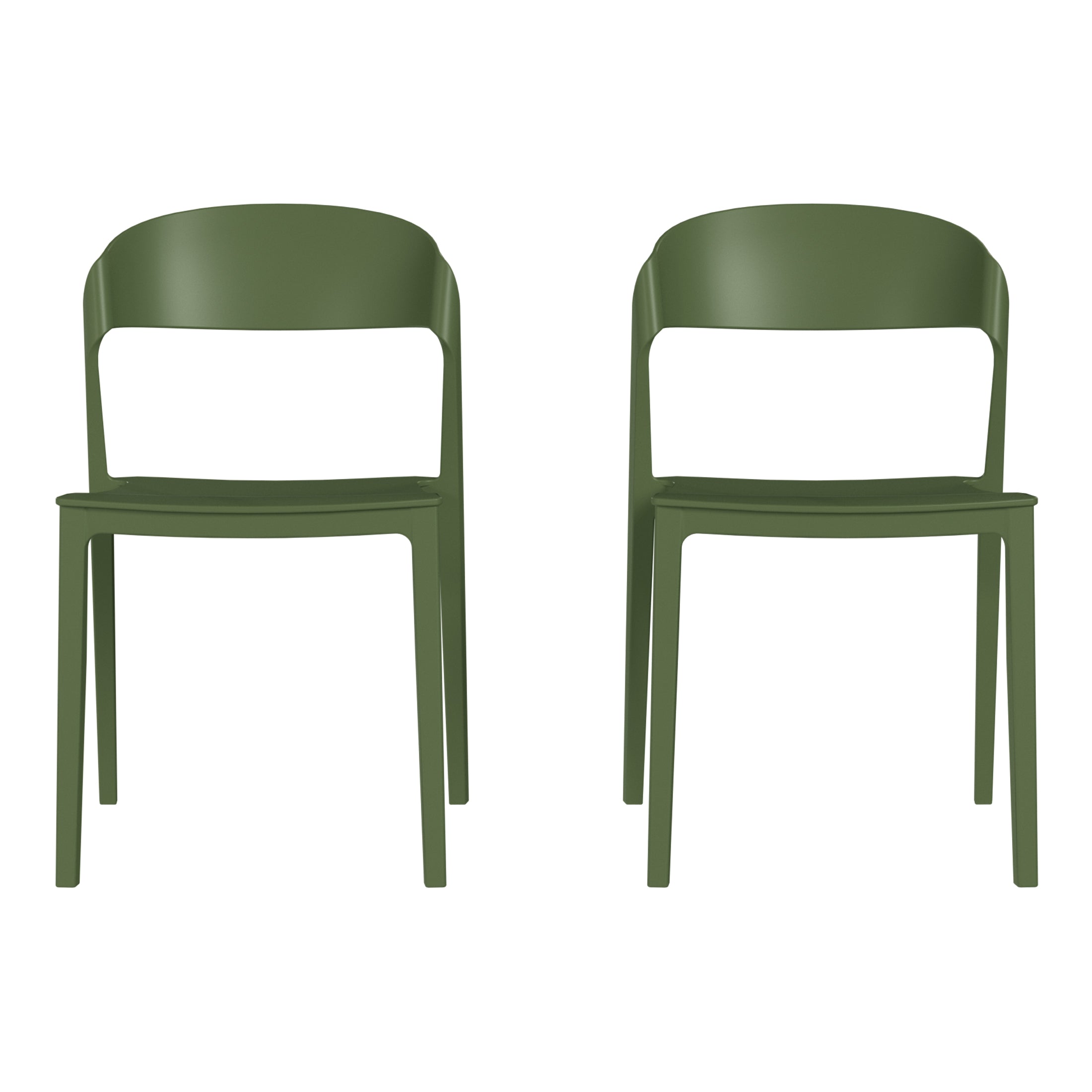 Playa Outdoor Modern Stackable Plastic Patio Bistro Dining Side Chairs (Set of 2)