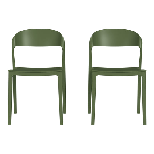 Playa Outdoor Modern Stackable Plastic Patio Bistro Dining Side Chairs (Set of 2)