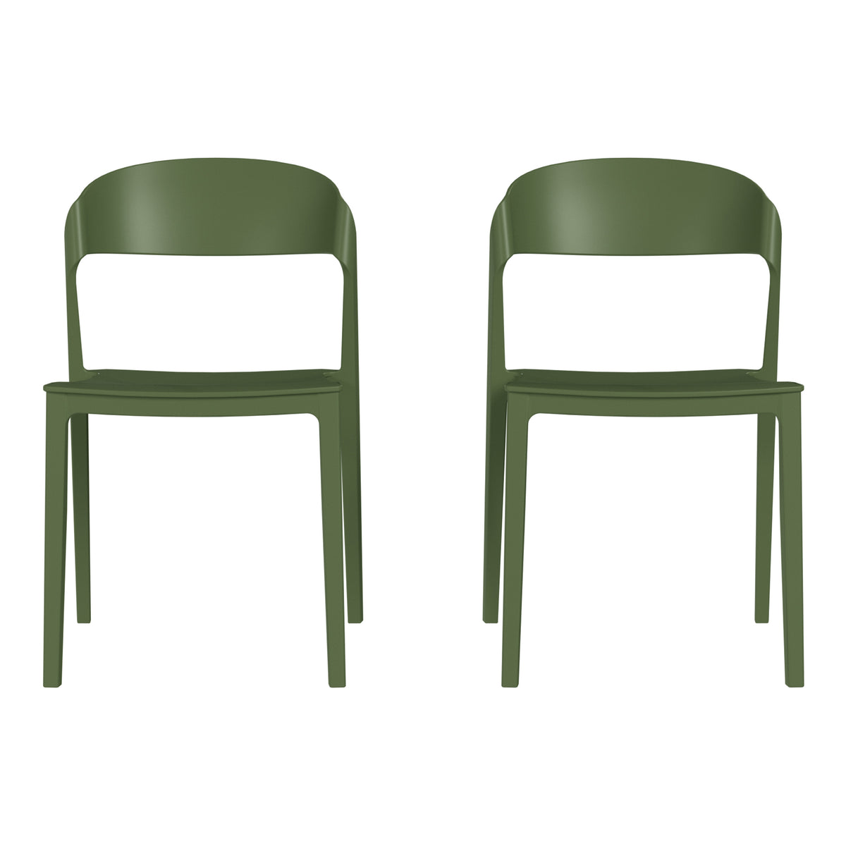Playa Outdoor Modern Stackable Plastic Patio Bistro Dining Side Chairs (Set of 2)