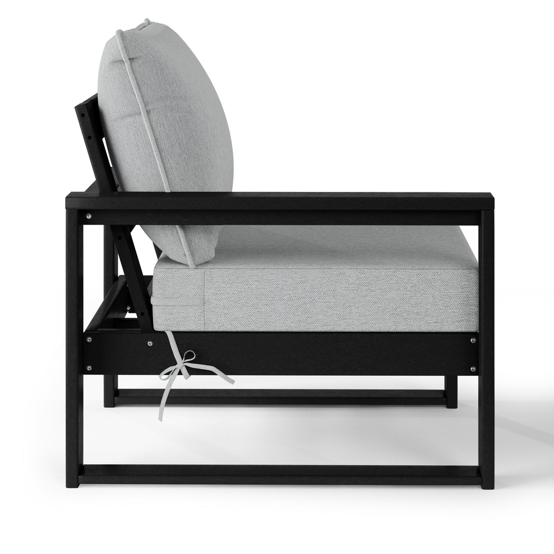 Outdoor HDPE Left Arm Sectional Patio Corner Club Chair with Patio Cushions