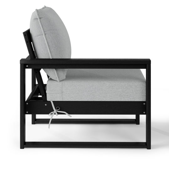 Outdoor HDPE Left Arm Sectional Patio Corner Club Chair with Patio Cushions
