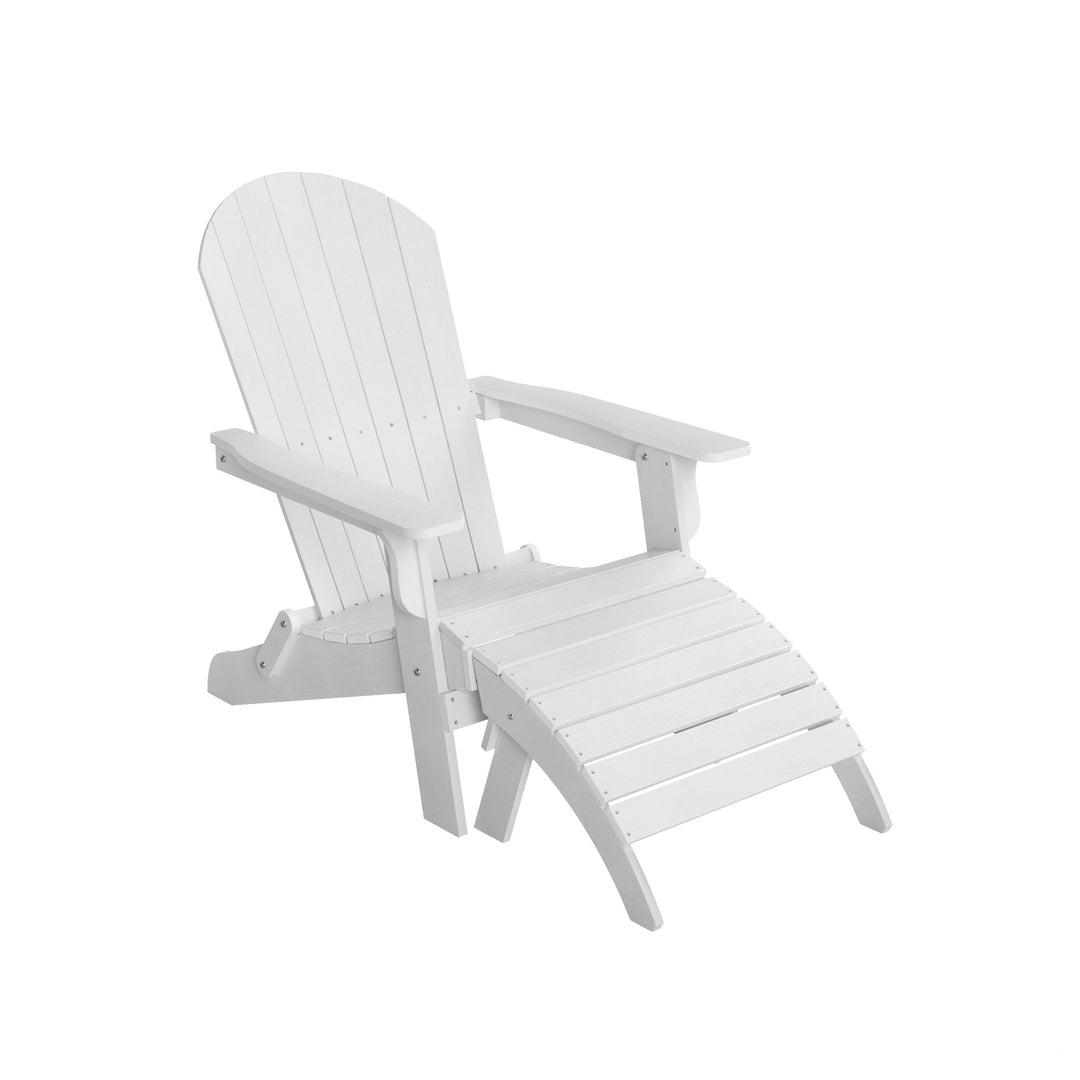 Tuscany 2-Piece HIPS Outdoor Folding Adirondack Seashell Chair With Folding Ottoman