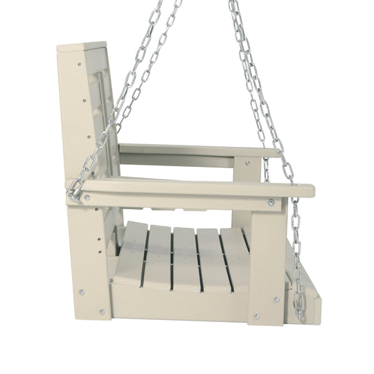 St Charles Outdoor HDPE 54" Front Hanging Porch Swing Bench With Cupholders