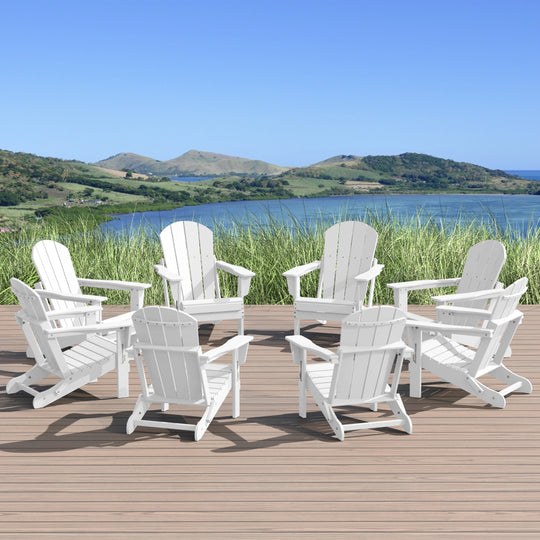 Malibu Outdoor Folding Poly Adirondack Chair (Set of 8)