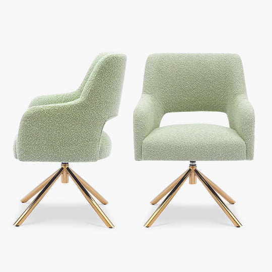Genevieve Mid-Century Modern Wide Boucle Swivel Accent Arm Chair (Set of 2)
