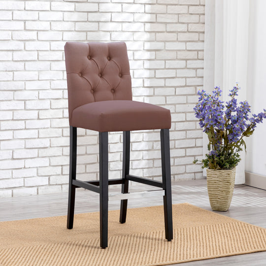 Hayes 29" Linen Fabric Tufted Bar Stool,Black