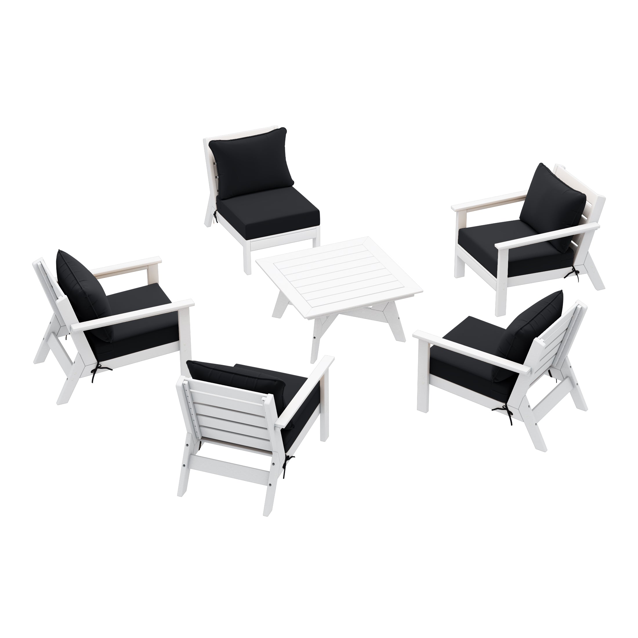 Avalon Outdoor 6-Piece Modular Sectional Patio Furniture Sofa Set in White Frame
